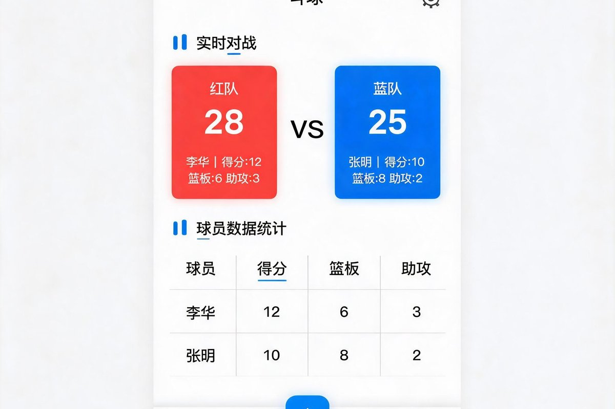 斗球苹果版游戏主界面截图，展示实时对战和球员数据
