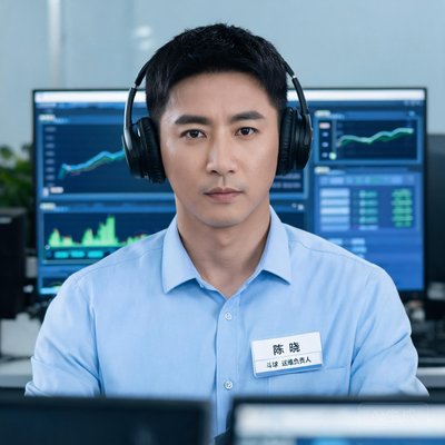 斗球运维负责人陈晓，短发，戴耳机